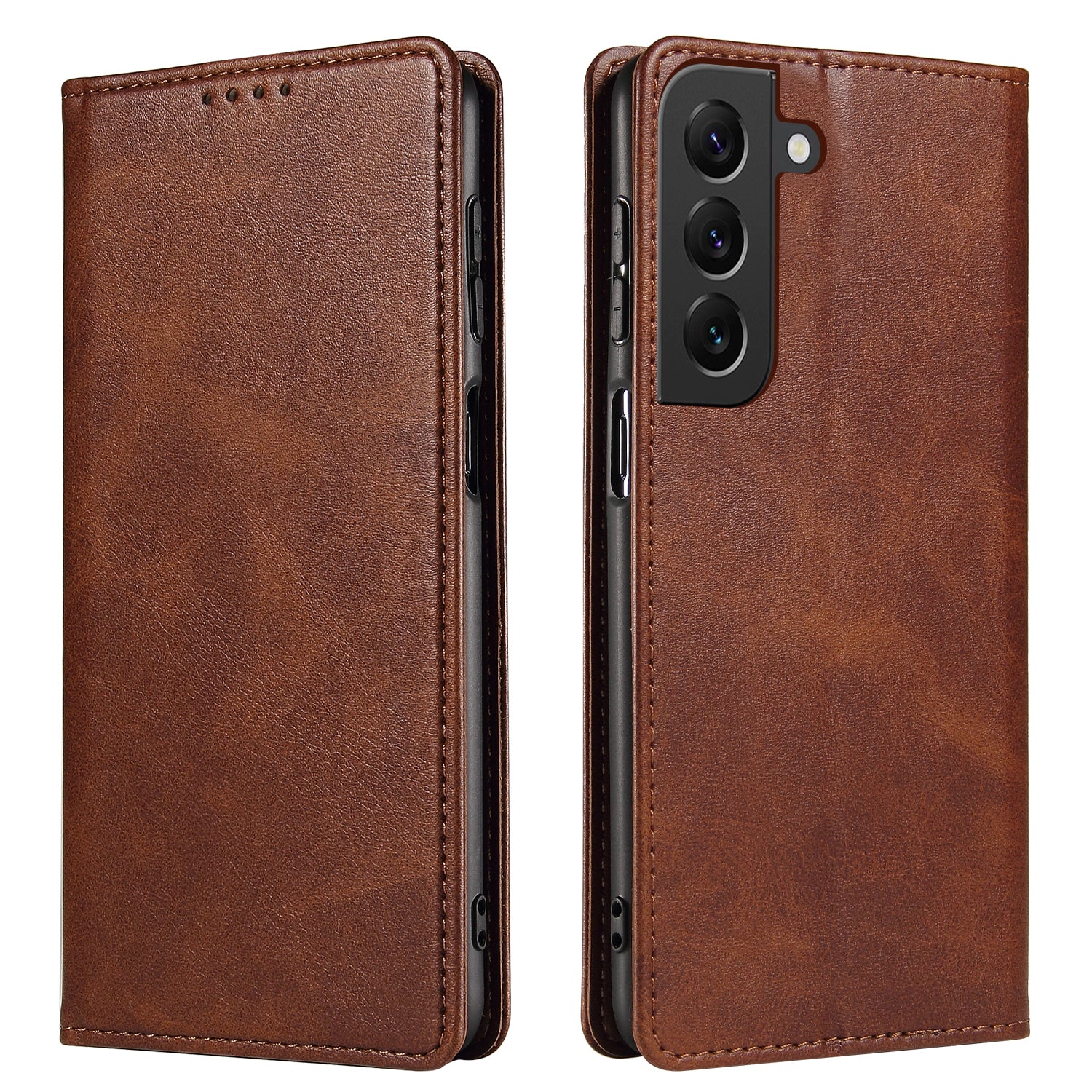 Phone Case For Samsung Galaxy S23 Leather Calf Texture Magnetic Closure Anti-shock Phone Cover with Stand Wallet Phone Case For Samsung Galaxy S23 Leather Calf Texture Magnetic Closure Anti-shock Phone Cover with Stand Wallet